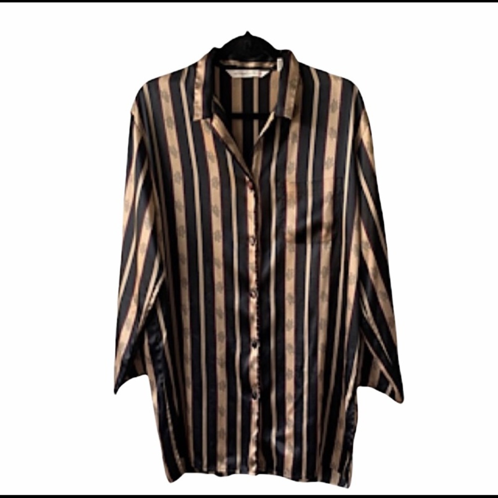 Victoria’s Secret Black Gold Nightgown Shirt Vtg S